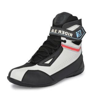 eego italy mens rider 2, water resistant biker boot/motorcycle riding boot, light weight & anti slip sole, padded in socks, 3m reflectors, walkable with shin and ankle protection rider 2 grey 8